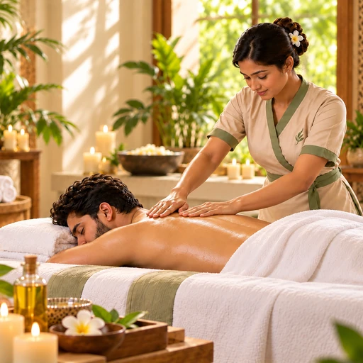 Professional full body massage in a warm spa setting